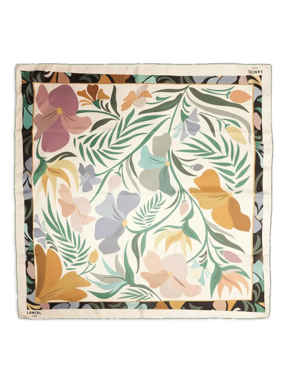Lancel Reve de Fleurs-print square scarf - Green - 画像1