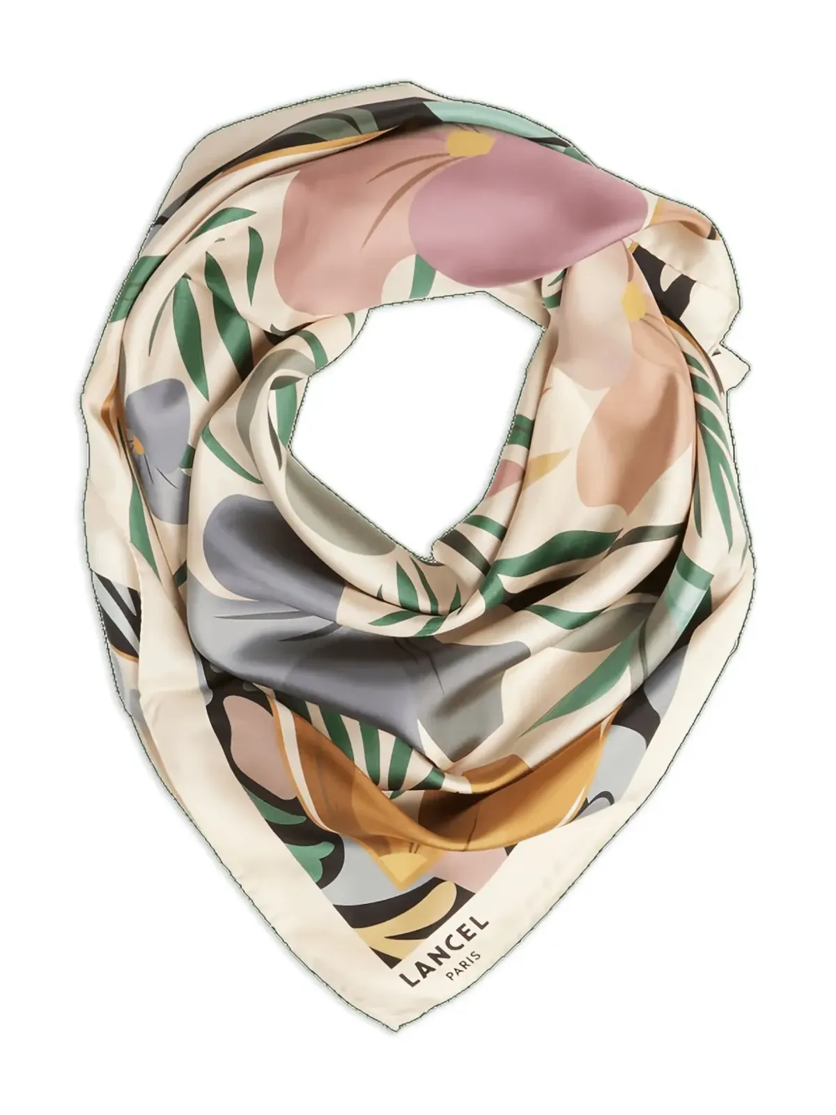 Lancel Reve de Fleurs-print square scarf - Green - 画像2