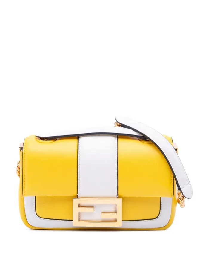 Fendi Pre-Owned Fendi Pre-Owned バイカラー ナパレザー アポロ チェーン バゲットショルダーバッグ - ホワイトの商品画像
