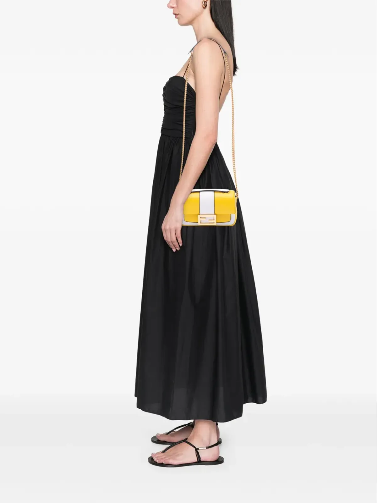Fendi Pre-Owned バイカラー ナパレザー アポロ チェーン バゲットショルダーバッグ - ホワイト - 画像2