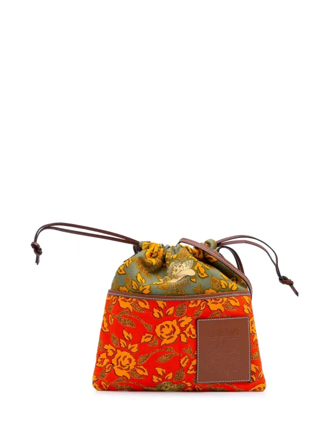 Loewe Pre-Owned Loewe ビンテージ 2019 Paulas Ibiza Canvas Angel Drawstring クロスボディバッグ（オレンジ）の商品画像