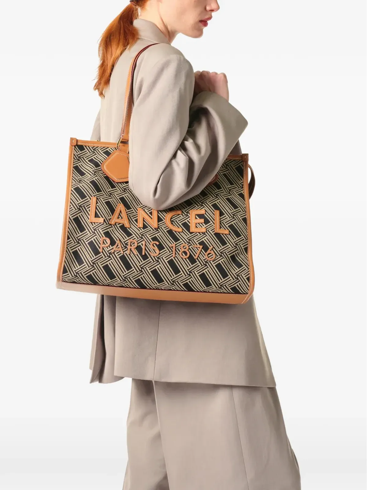 Lancel モノグラム柄 レザー・トリム トートバッグ - 画像2