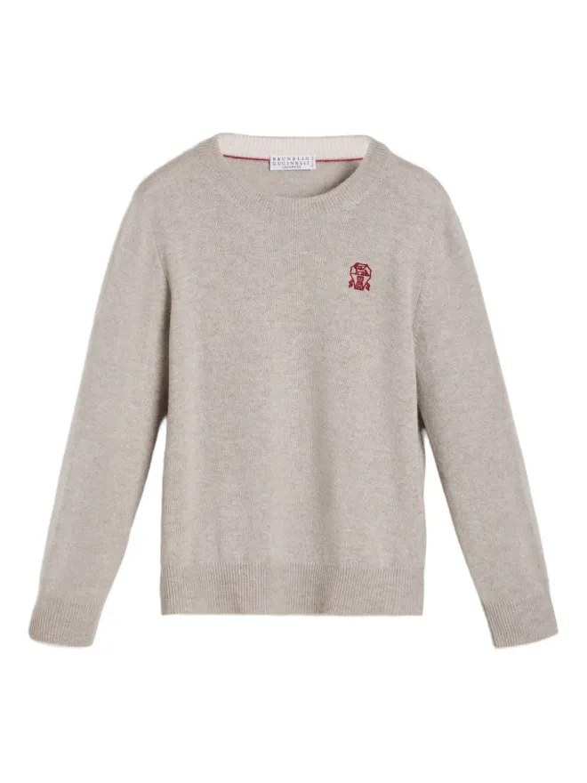 Brunello Cucinelli Kids Brunello Cucinelli Kids クルーネック ロゴ カシミヤセーターの商品画像