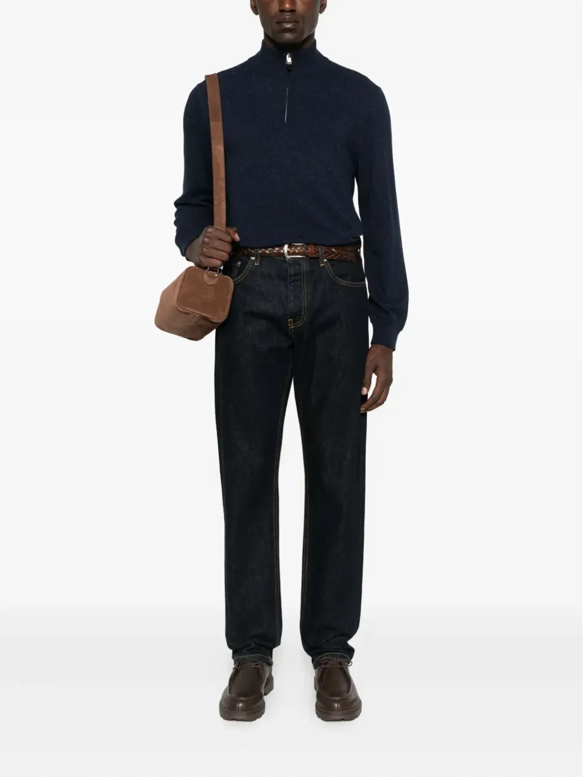 Canali 杢入りハーフジップセーター - 画像2