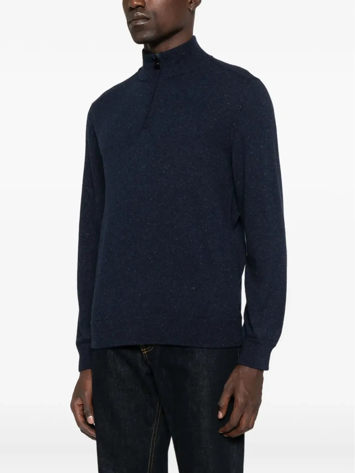 Canali 杢入りハーフジップセーター - 画像3