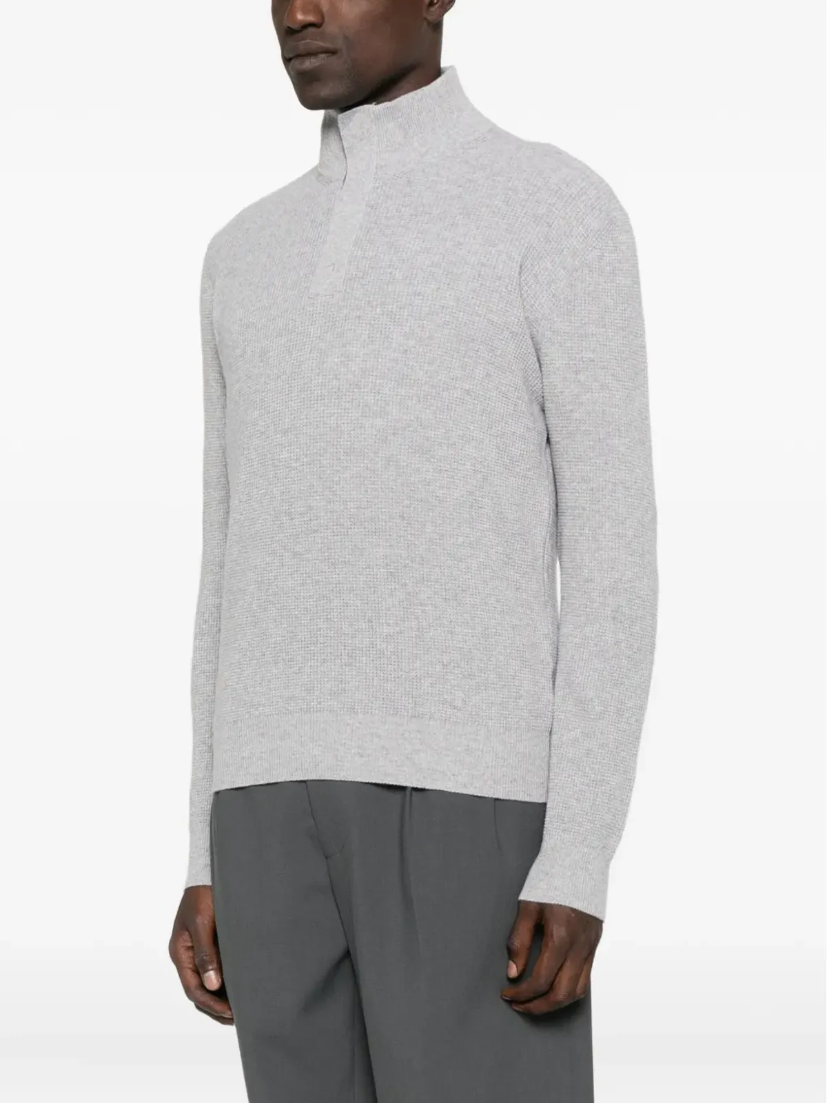 Canali リブ編みハイネックセーター - グレー - 画像3