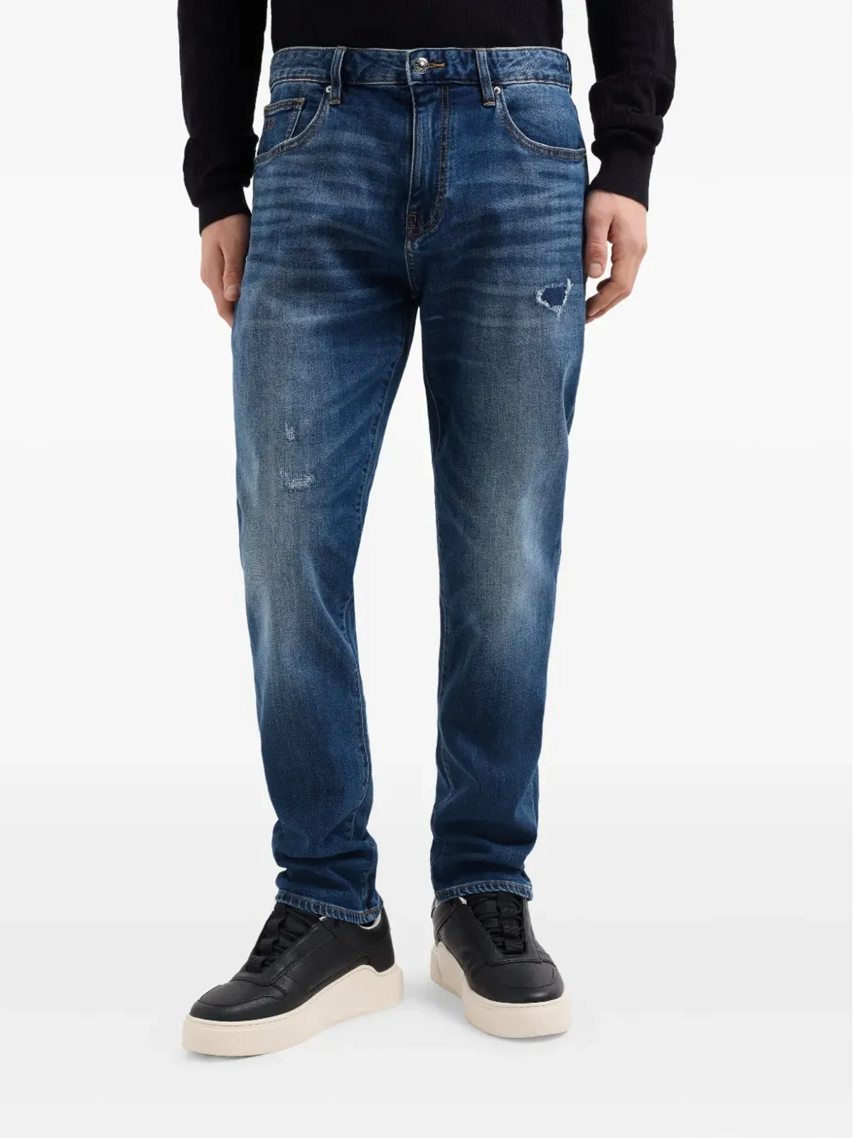Armani Exchange ダメージ加工の5ポケットデニムジーンズ - 画像2