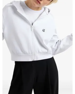 Armani Exchange ロゴ刺繍ジップアップスウェット - White - サムネイル5