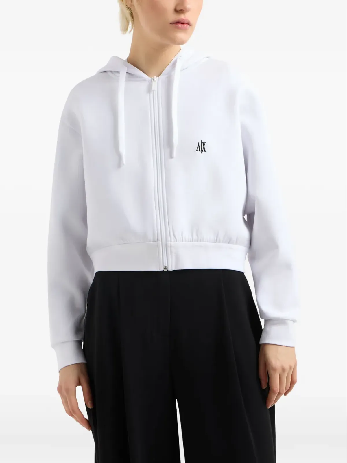 Armani Exchange ロゴ刺繍ジップアップスウェット - White - 画像3