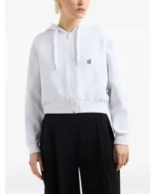 Armani Exchange ロゴ刺繍ジップアップスウェット - White - サムネイル3