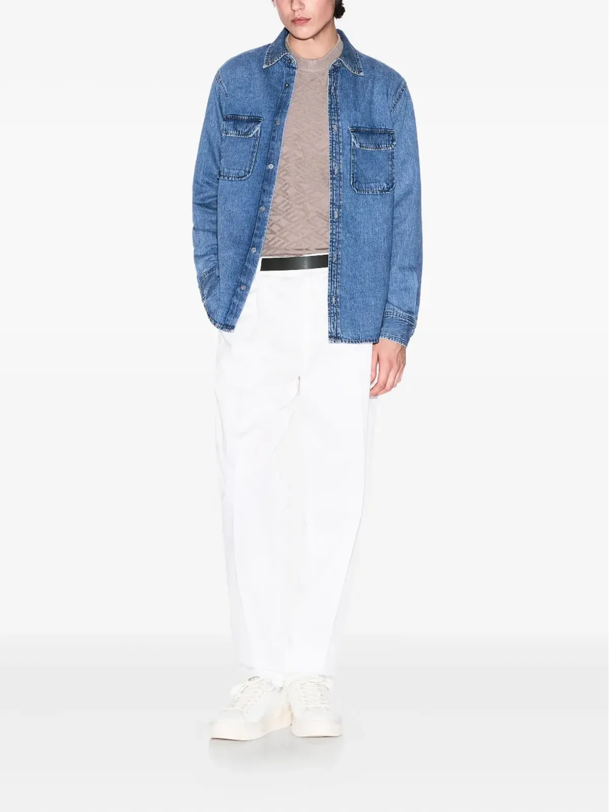 Armani Exchange 幾何学模様 クルーネック ニットセーター - 画像2