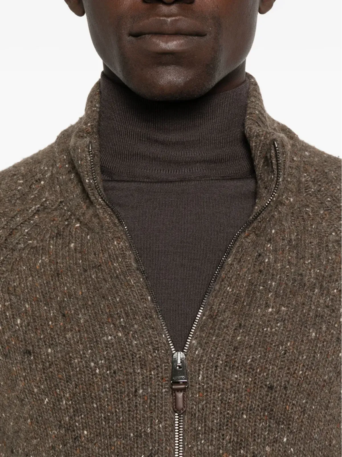 Canali 斑点柄ジップフロントカーディガン - 画像5