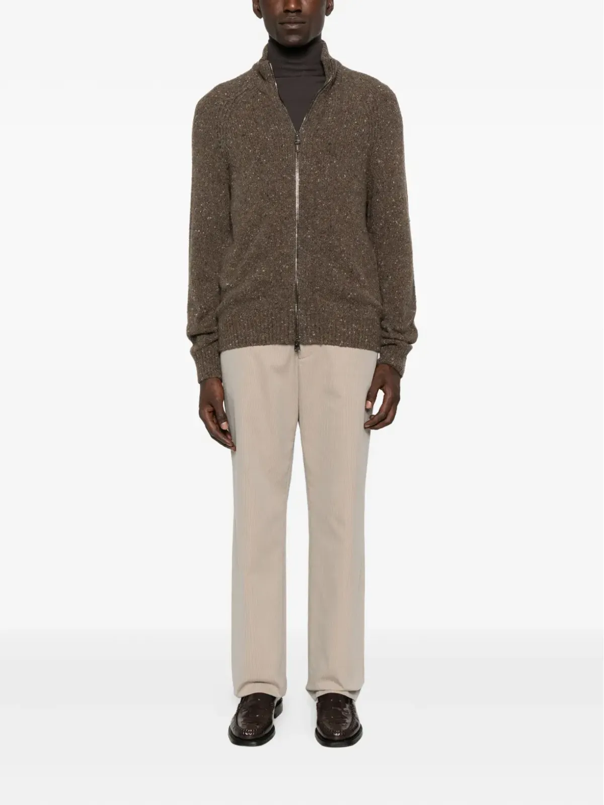Canali 斑点柄ジップフロントカーディガン - 画像2