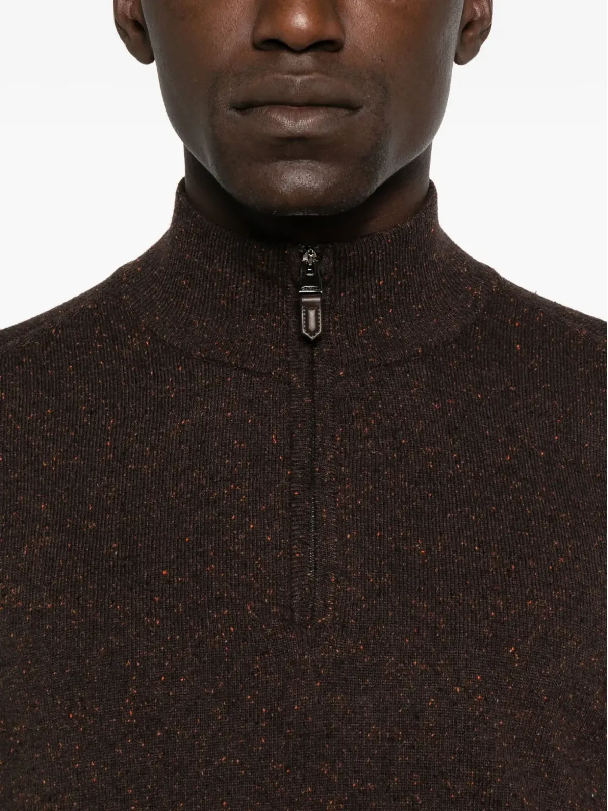 Canali 半ジップの斑入りウールセーター - ブラウン - 画像5