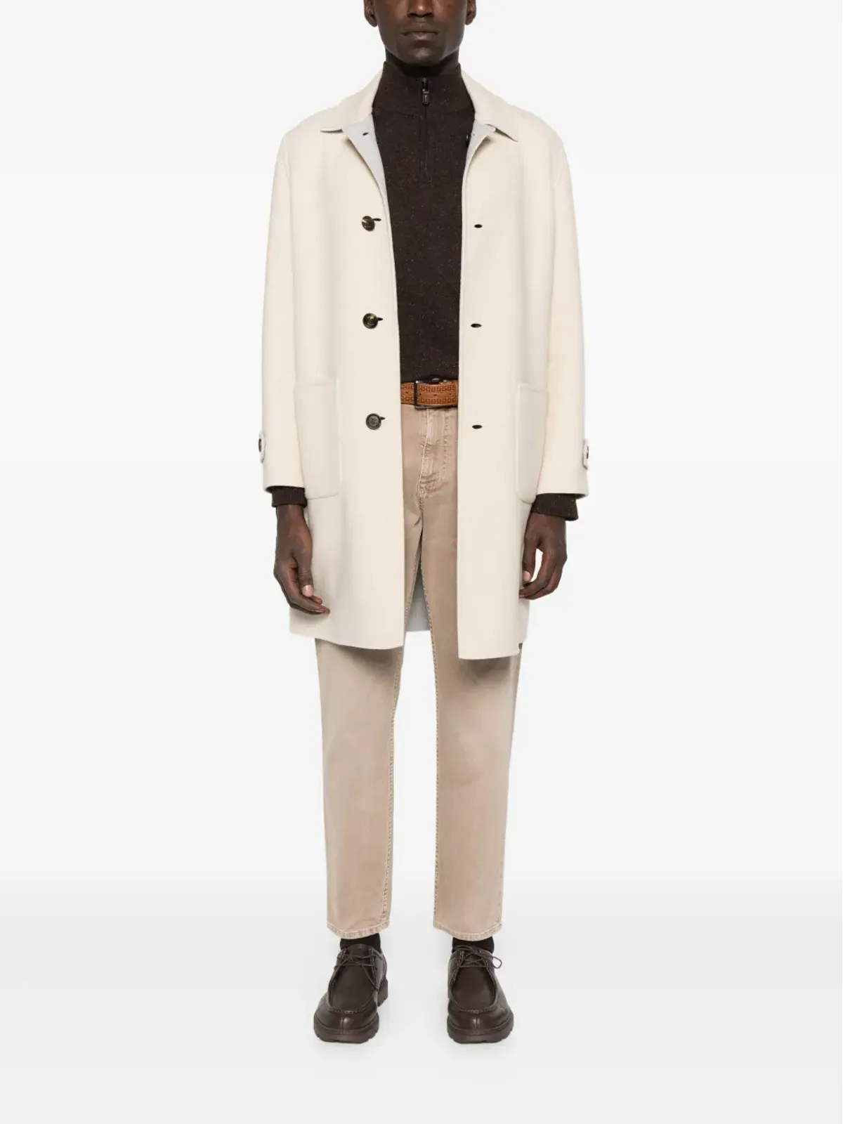 Canali 半ジップの斑入りウールセーター - ブラウン - 画像2