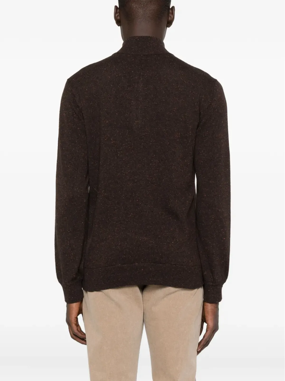 Canali 半ジップの斑入りウールセーター - ブラウン - 画像4