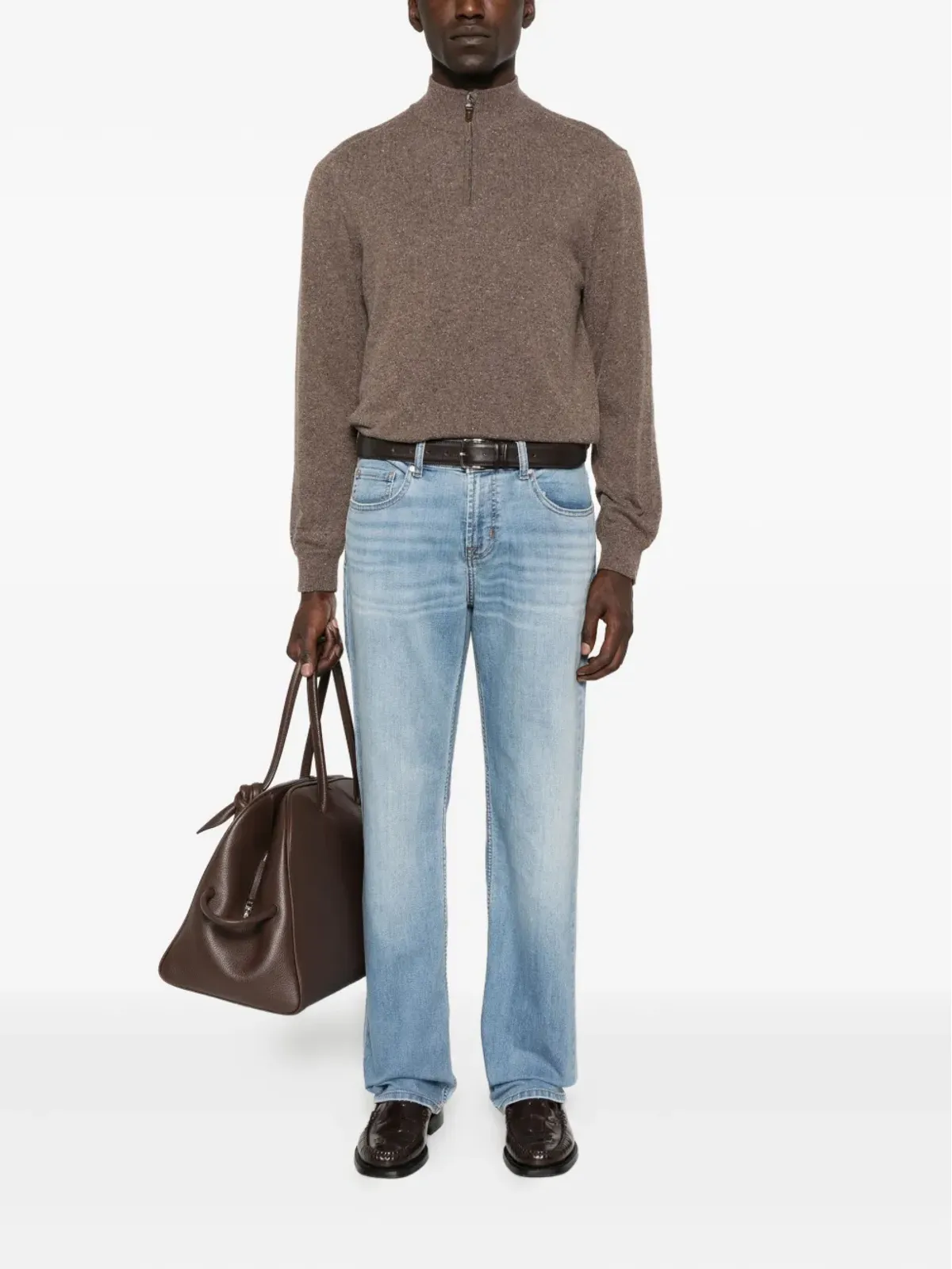 Canali 半ジップ ウールセーター - ブラウン - 画像2