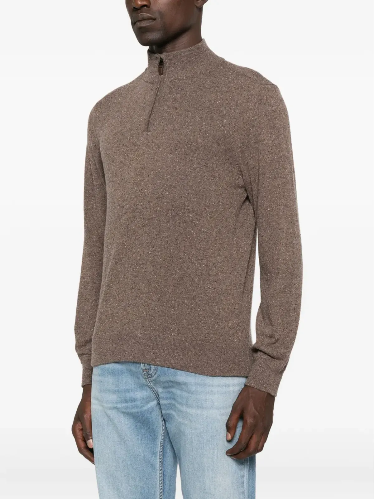 Canali 半ジップ ウールセーター - ブラウン - 画像3