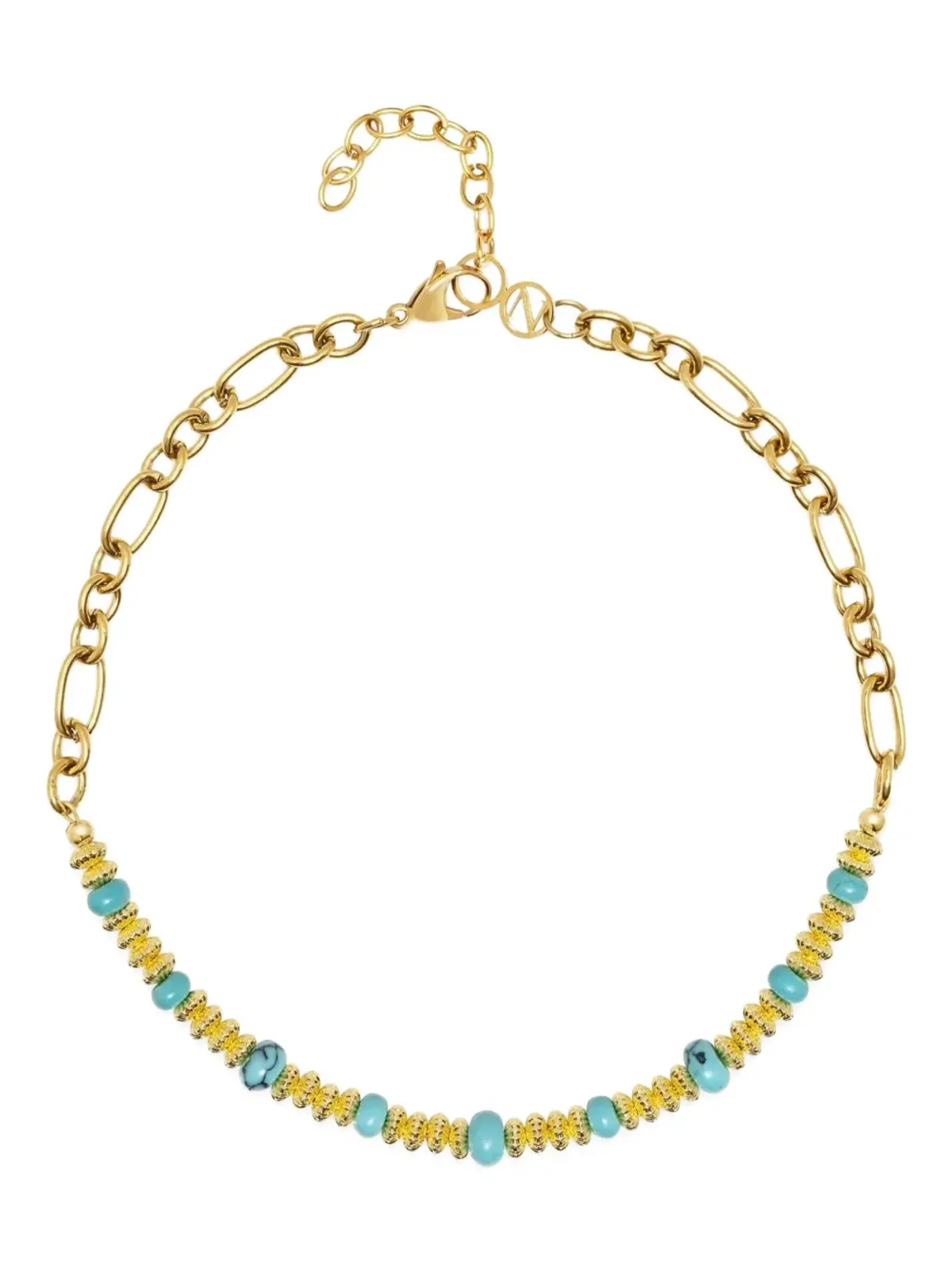 Nialaya Jewelry ターコイズビーズのチェーンネックレス - 画像1