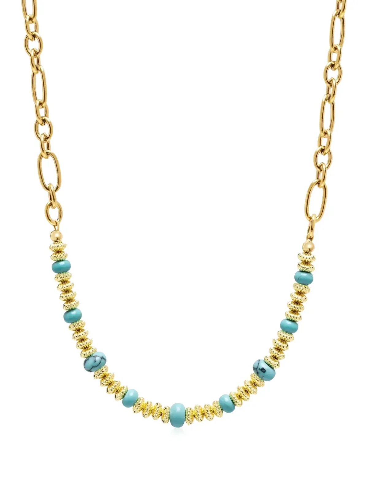 Nialaya Jewelry ターコイズビーズのチェーンネックレス - 画像3