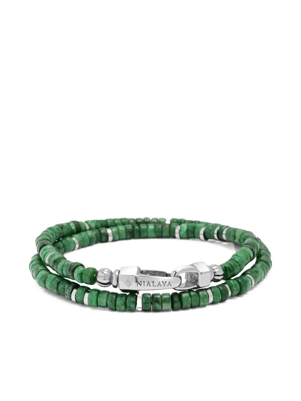 Nialaya Jewelry マラカイトヘイシ・ラップブレスレット グリーン - 画像3