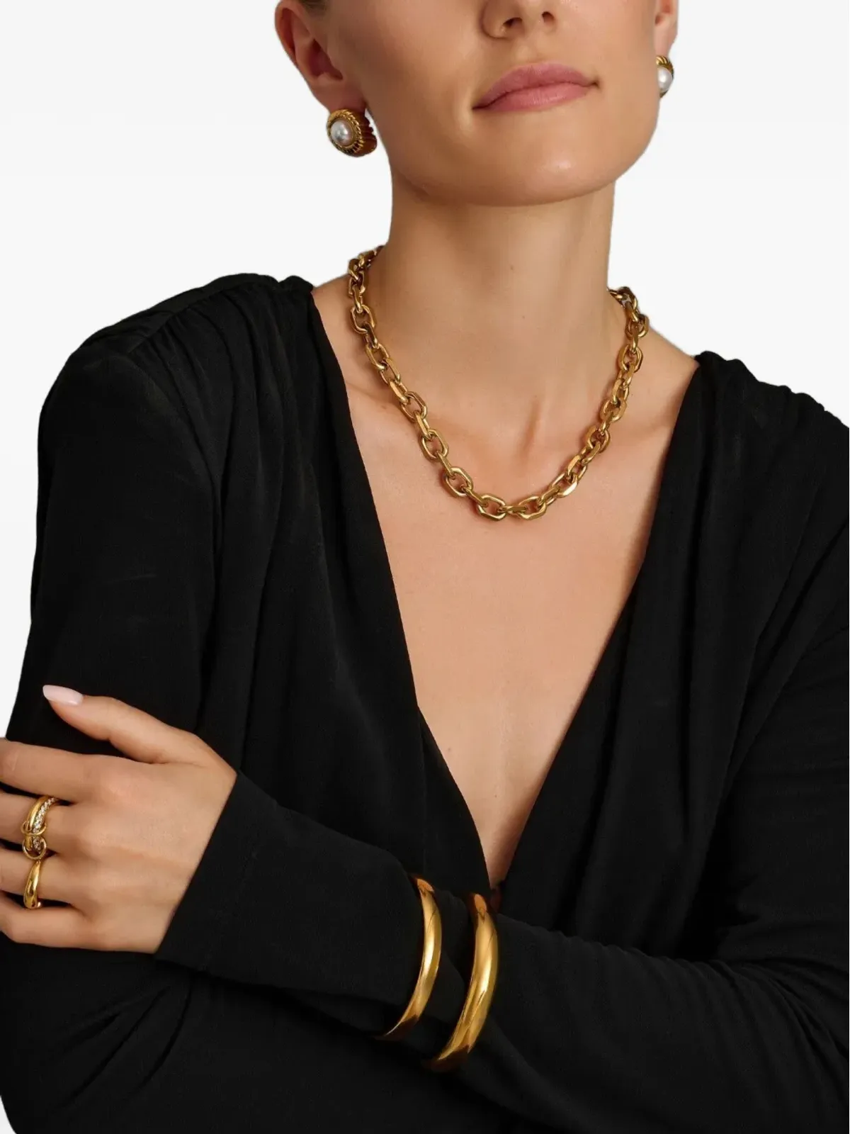 Nialaya Jewelry ラウンドケーブルチェーンネックレス - ゴールド - 画像5