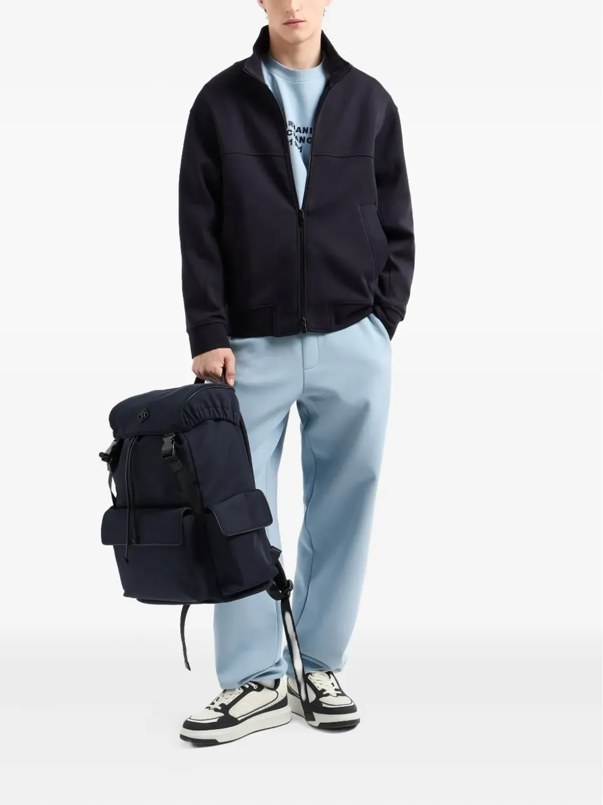 Armani Exchange ロゴ刺繍 クルーネック スウェットシャツ - ブルー - 画像2
