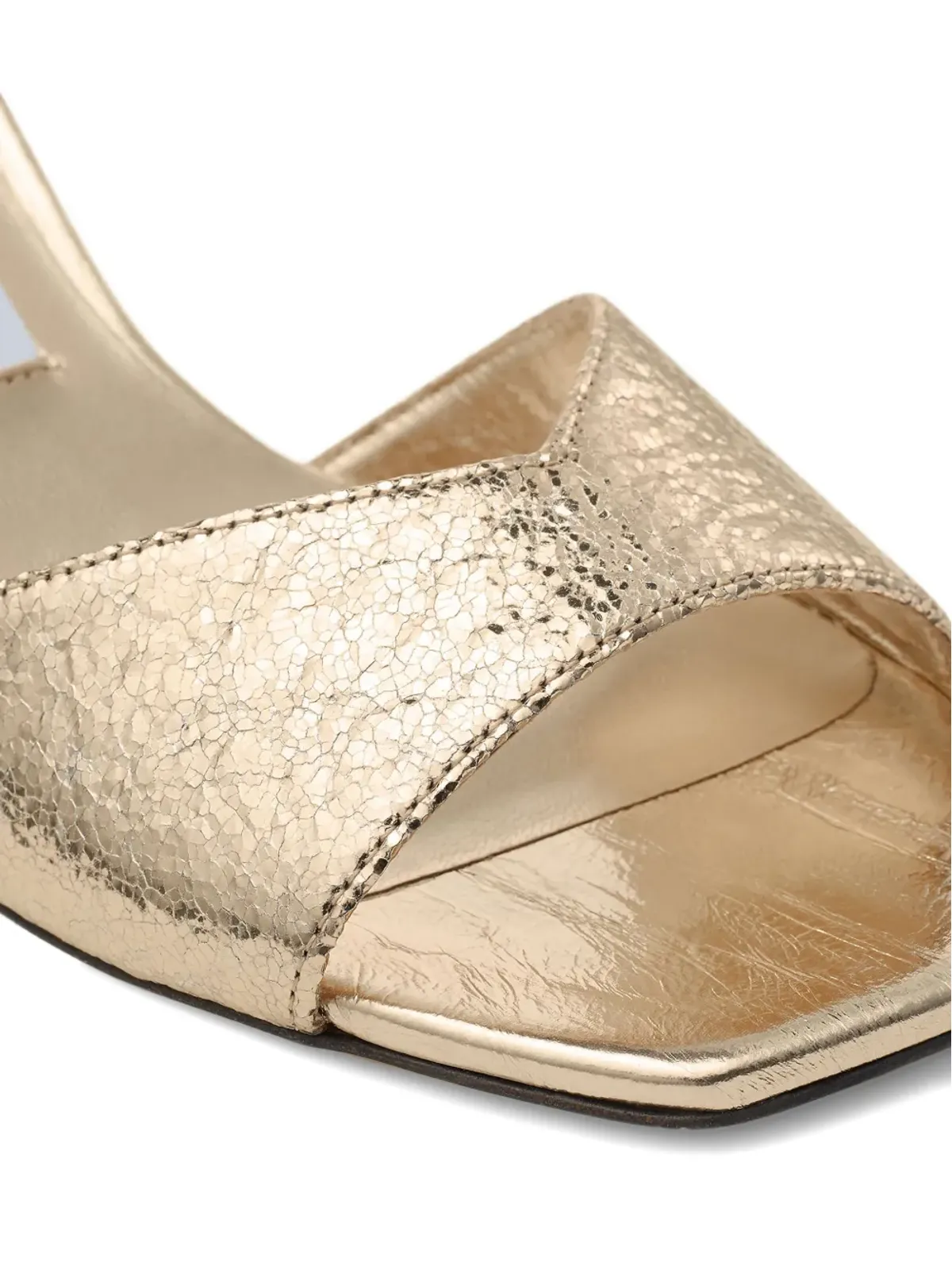 Jimmy Choo メタリックエフェクト レザー スクエアトゥ ヒールサンダル - 画像5