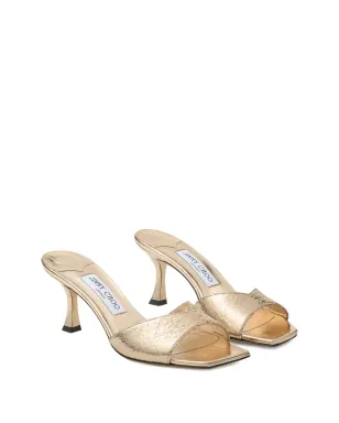 Jimmy Choo メタリックエフェクト レザー スクエアトゥ ヒールサンダル - サムネイル2