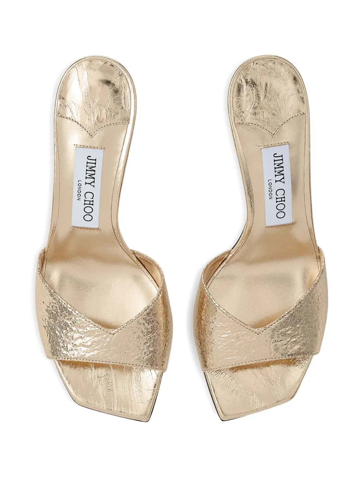 Jimmy Choo メタリックエフェクト レザー スクエアトゥ ヒールサンダル - 画像4