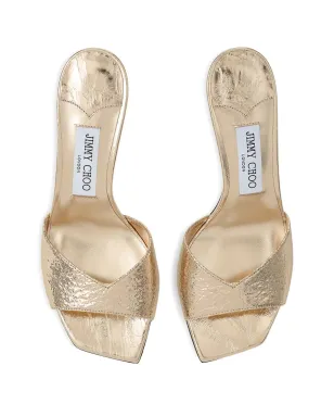 Jimmy Choo メタリックエフェクト レザー スクエアトゥ ヒールサンダル - サムネイル4