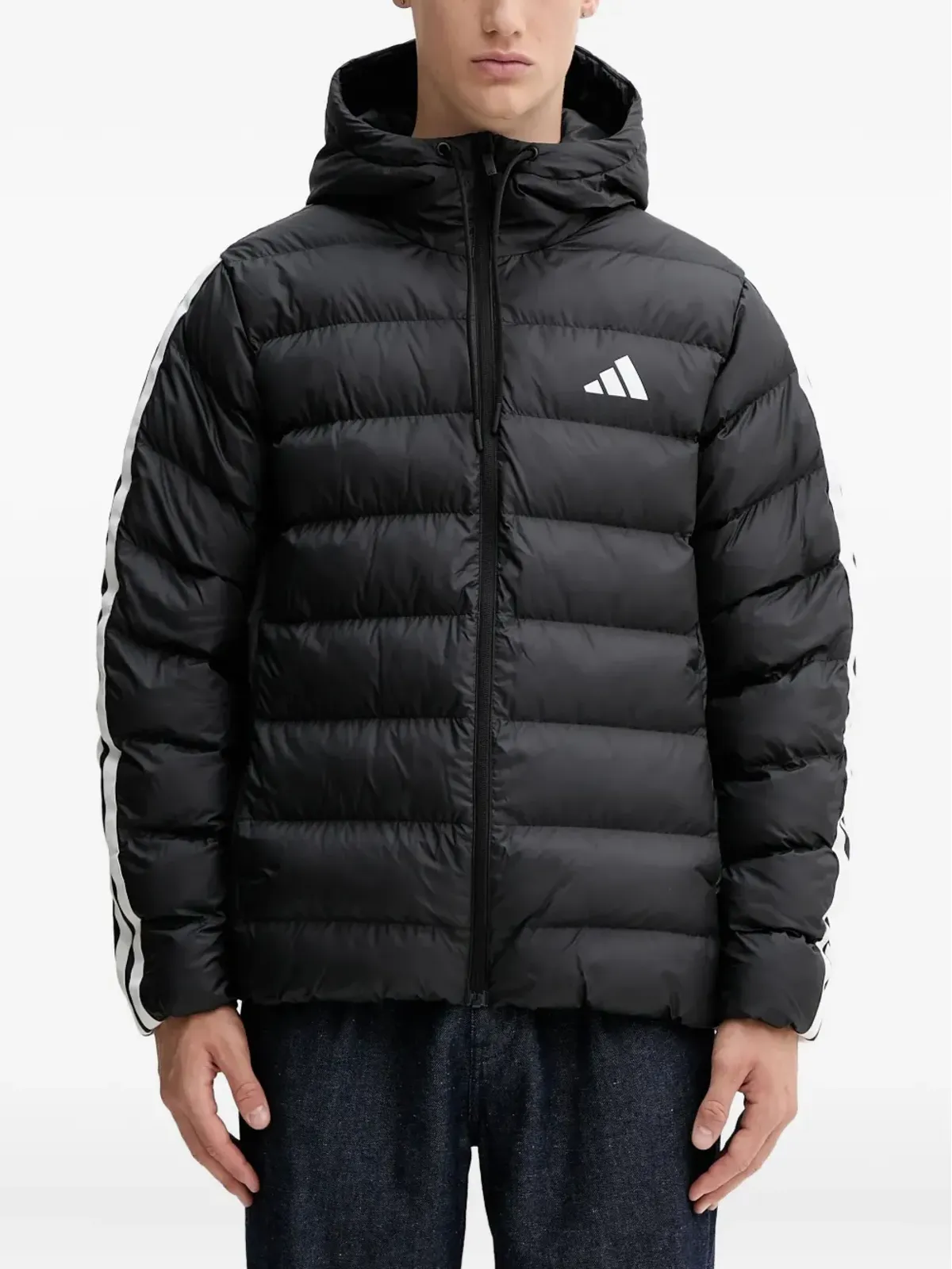 adidas フード付きストライプディテールのパデッドジャケット - 画像1