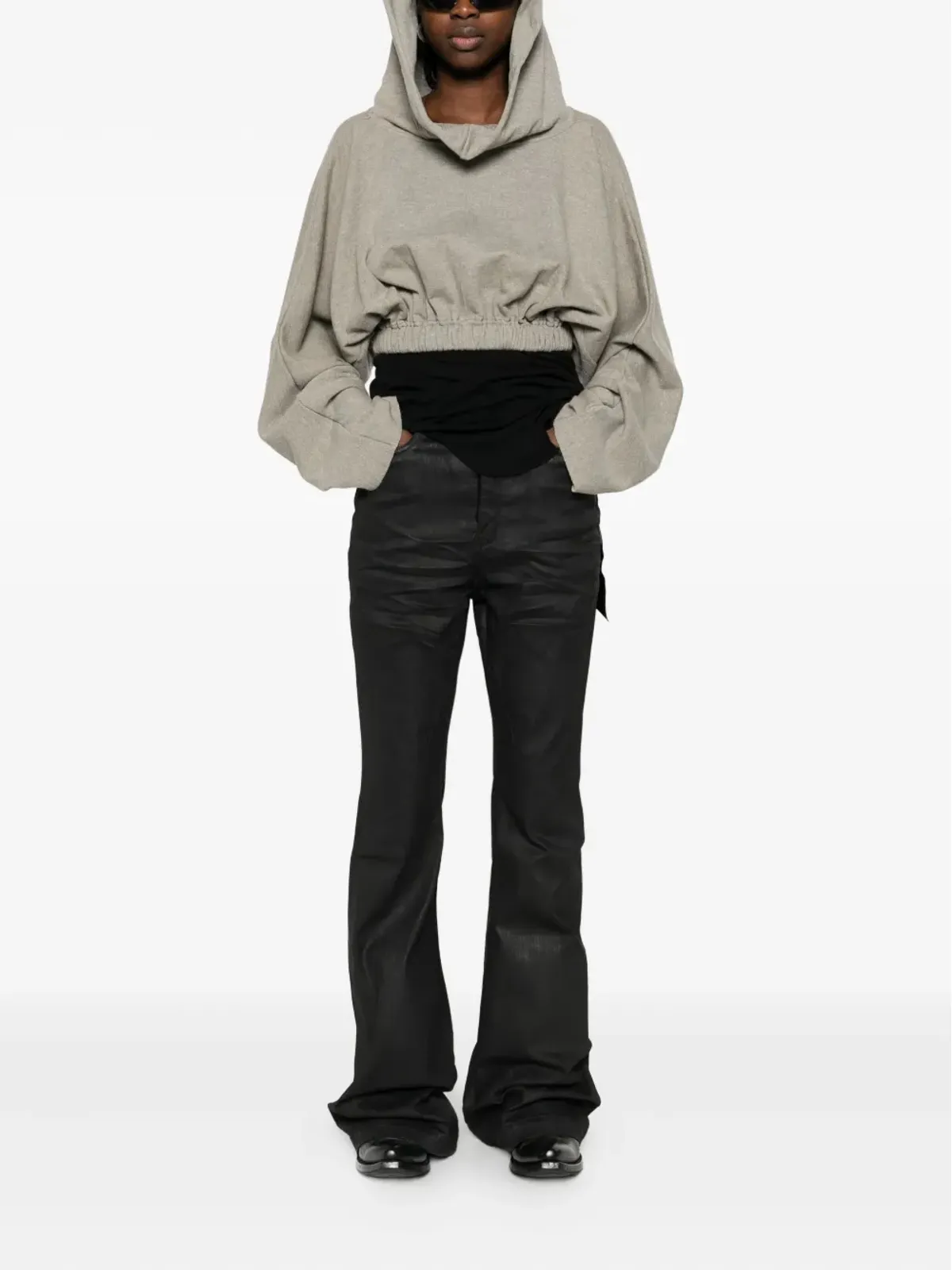 Rick Owens DRKSHDW ドローストリングフード付きパーカー - グレー - 画像2