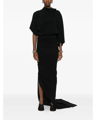 Rick Owens DRKSHDW ドローストリングサイドスリット マキシスカート - ブラック - サムネイル2