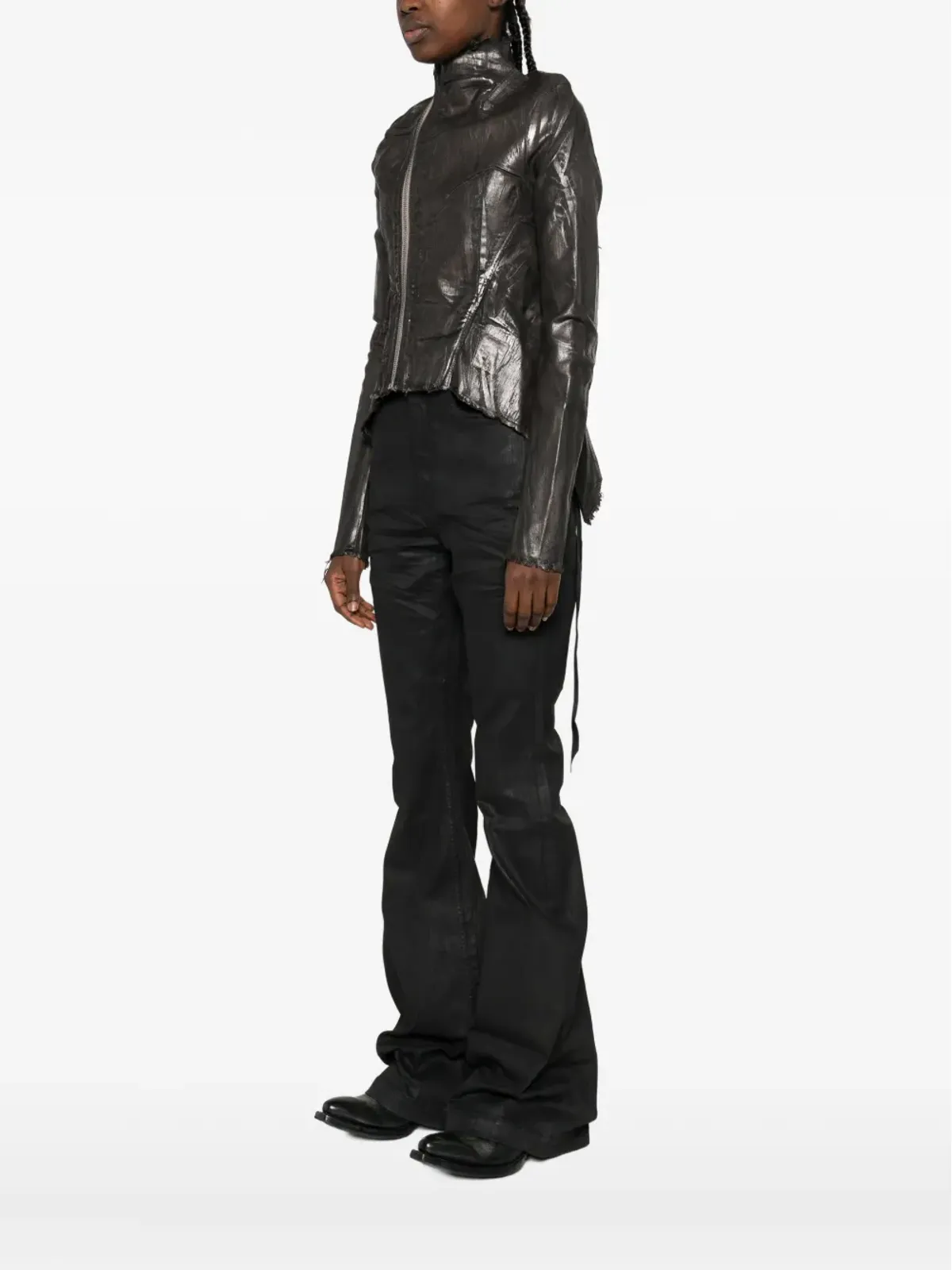 Rick Owens DRKSHDW アシンメトリカルZIPフロントジャケット - 画像3