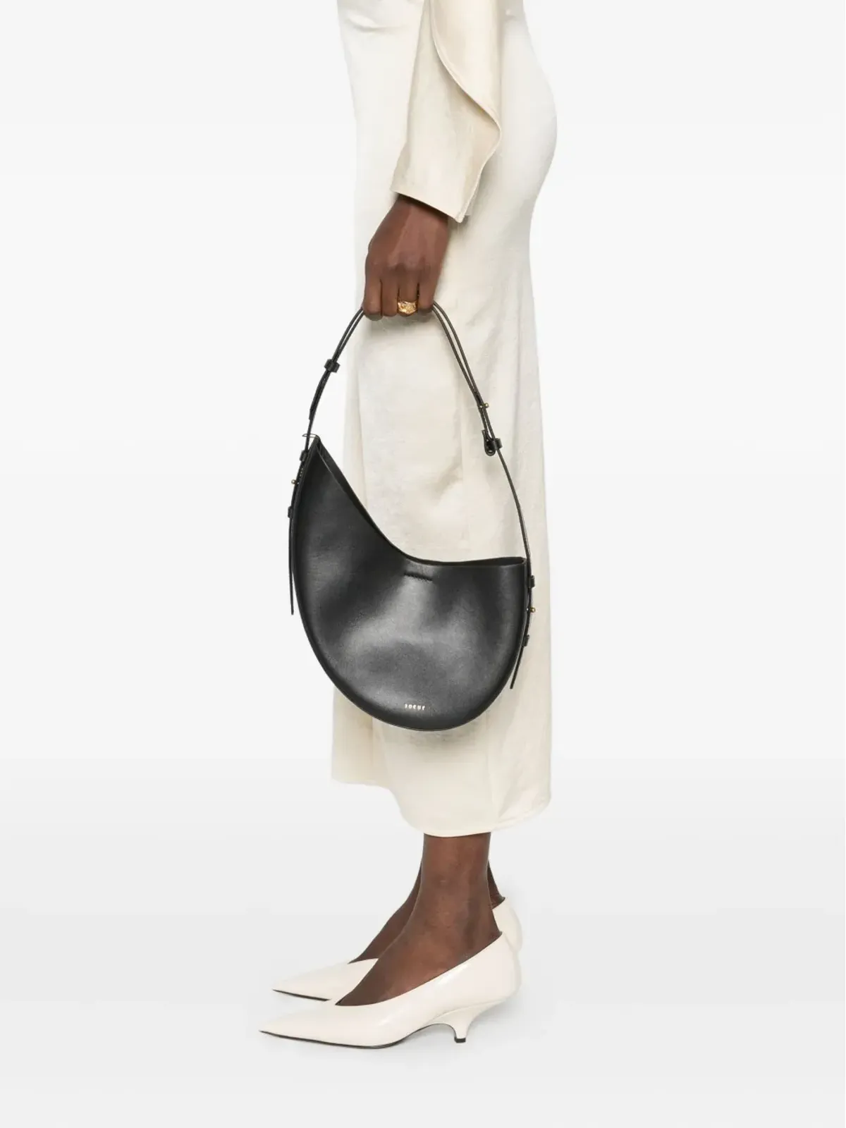 Soeur Wino crescent sheepskin shoulder bag - Black - 画像2