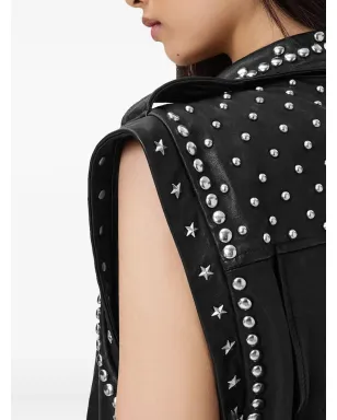 AllSaints スタッズ入りレザーバイカーベスト - サムネイル3