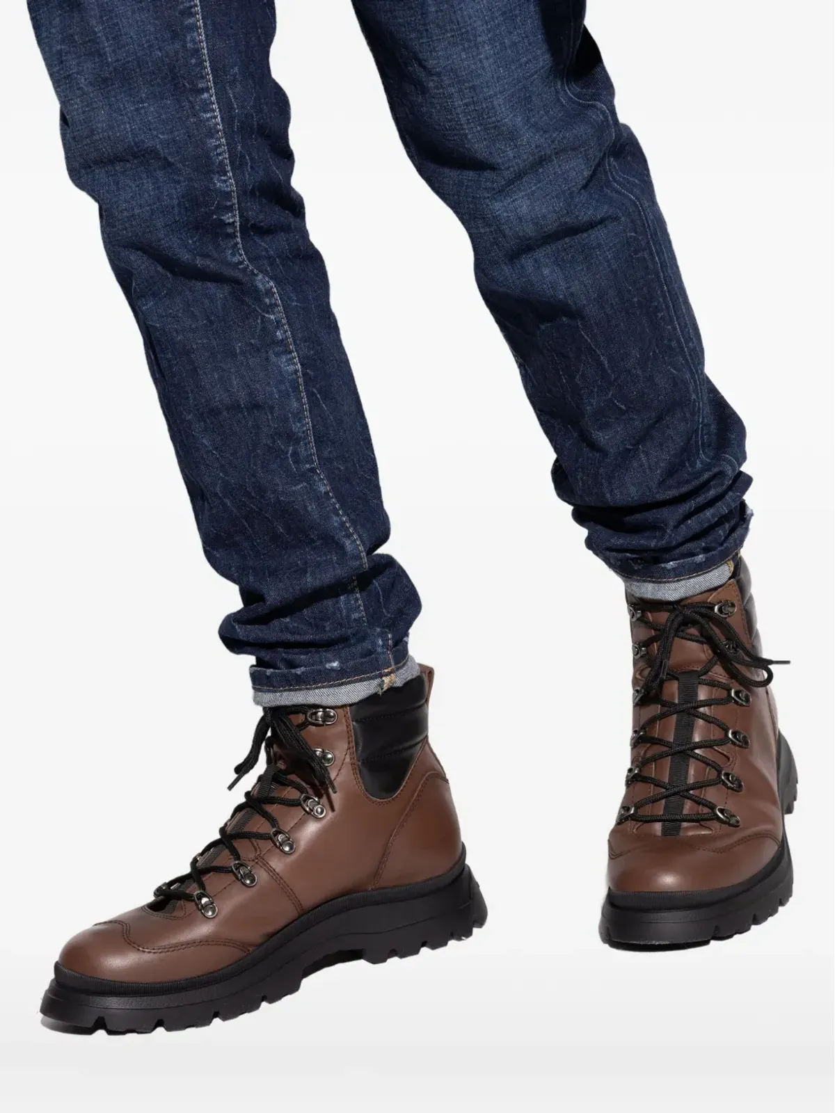 Hogan レースアップパッド入りアンクルハイキングブーツ - 画像3