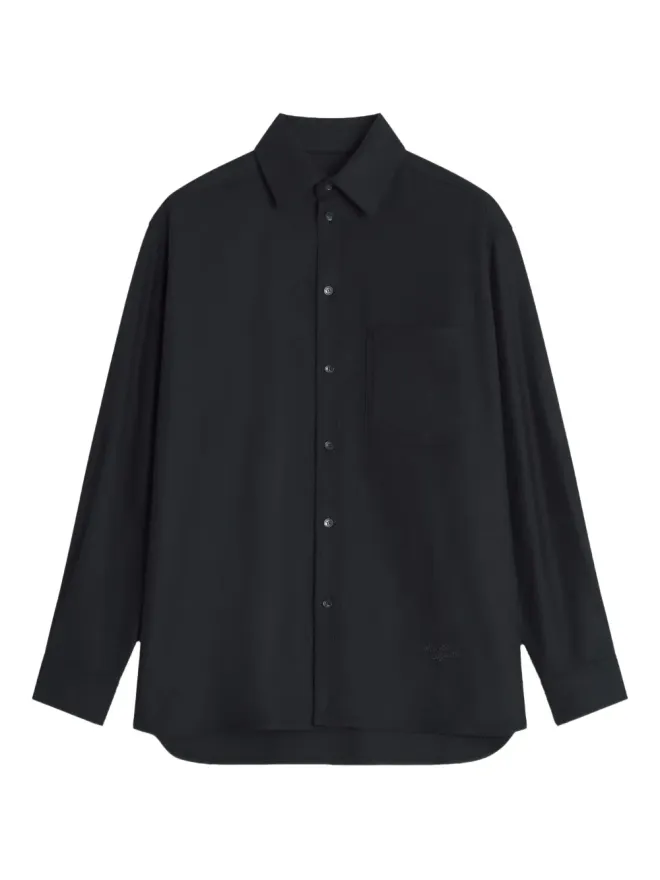 Maison Kitsuné Maison Kitsuné 刺繍入りウールシャツ - ブラックの商品画像