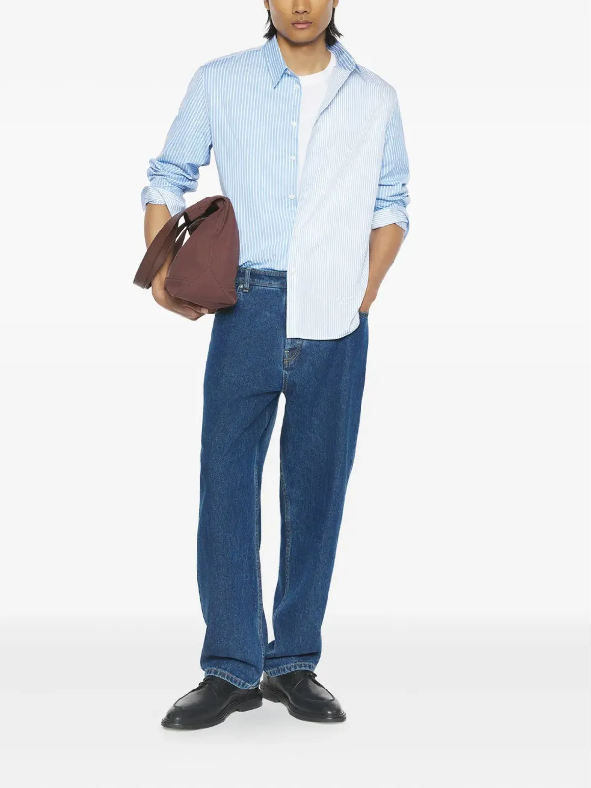 Maison Kitsuné striped embroidered shirt - Blue - 画像2