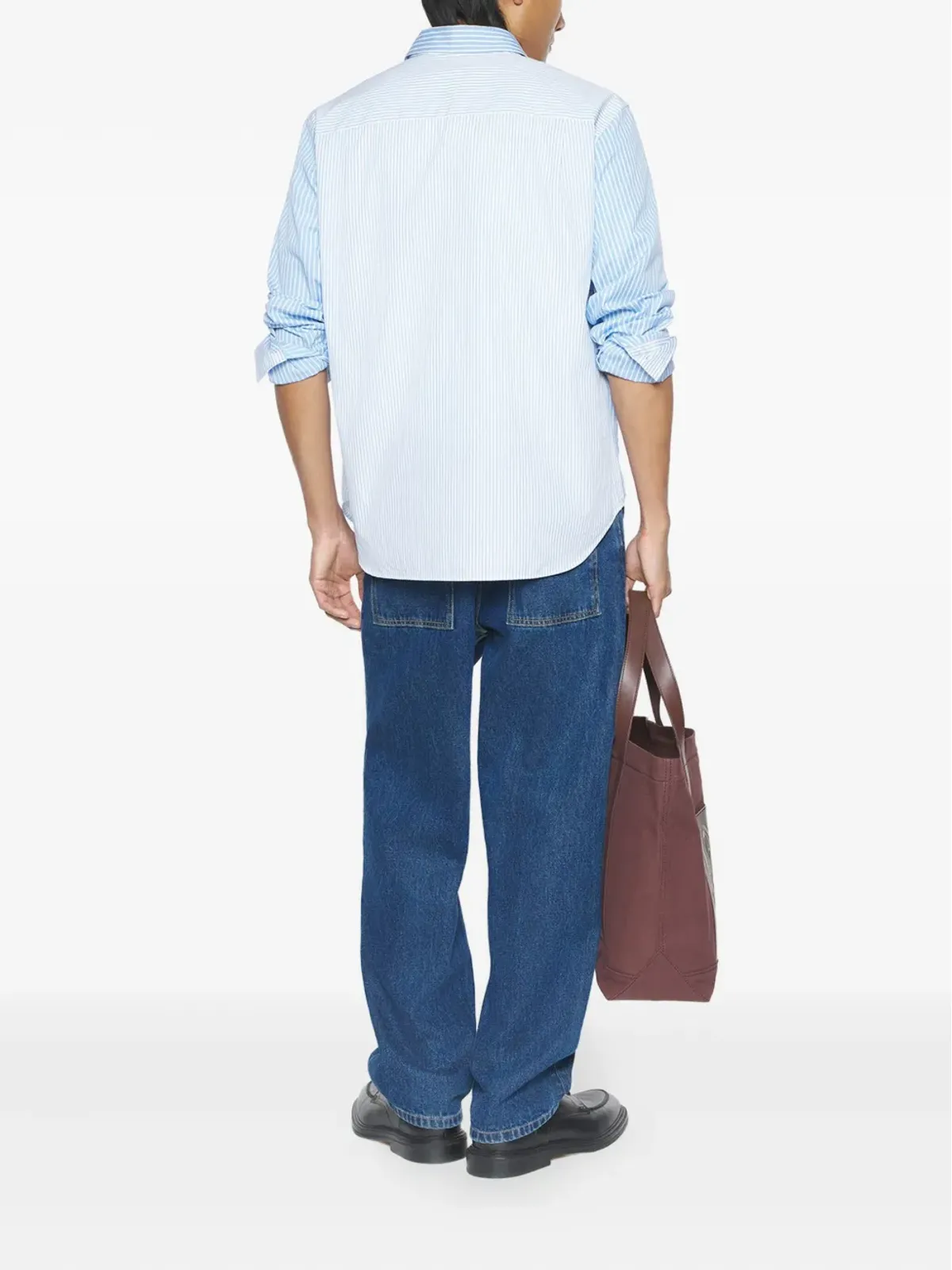 Maison Kitsuné striped embroidered shirt - Blue - 画像3