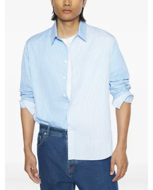 Maison Kitsuné striped embroidered shirt - Blue - サムネイル4