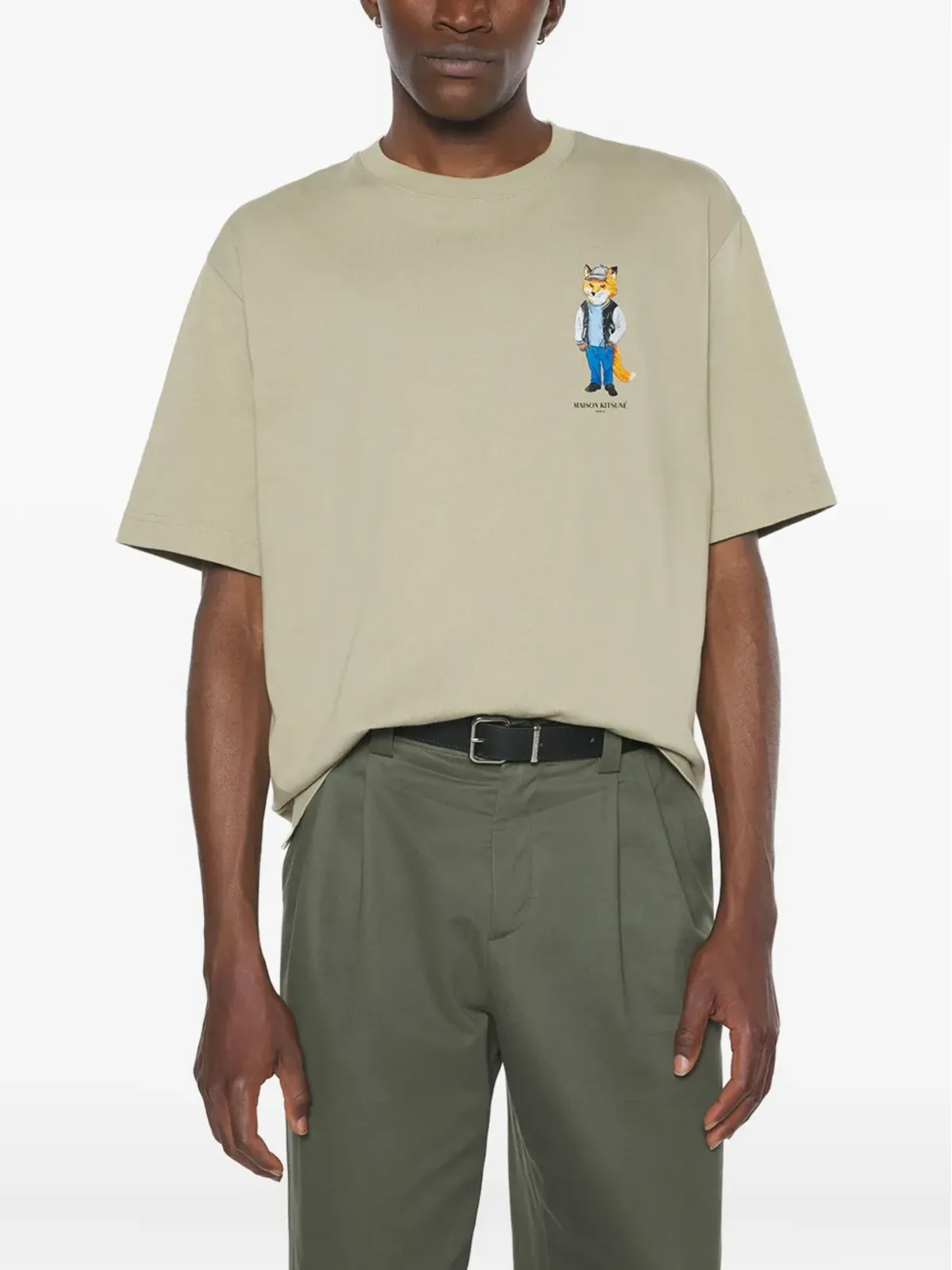 Maison Kitsuné fox-graphic cotton T-shirt - Green - 画像3