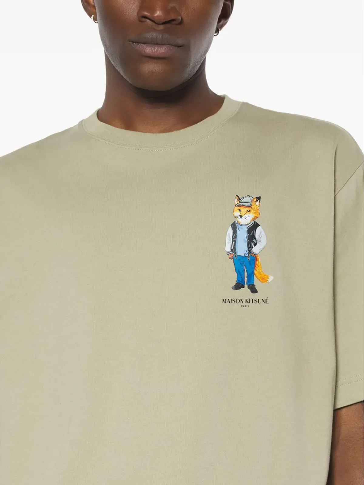 Maison Kitsuné fox-graphic cotton T-shirt - Green - 画像4