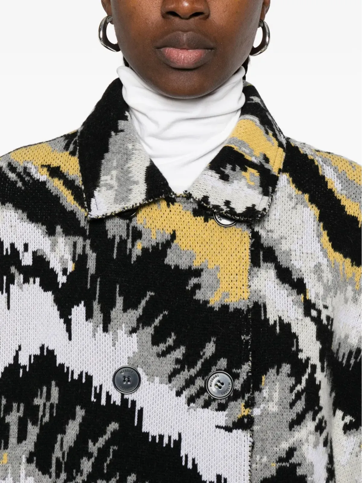 Missoni アブストラクト柄 ダブルブレストコート - ブラック - 画像5