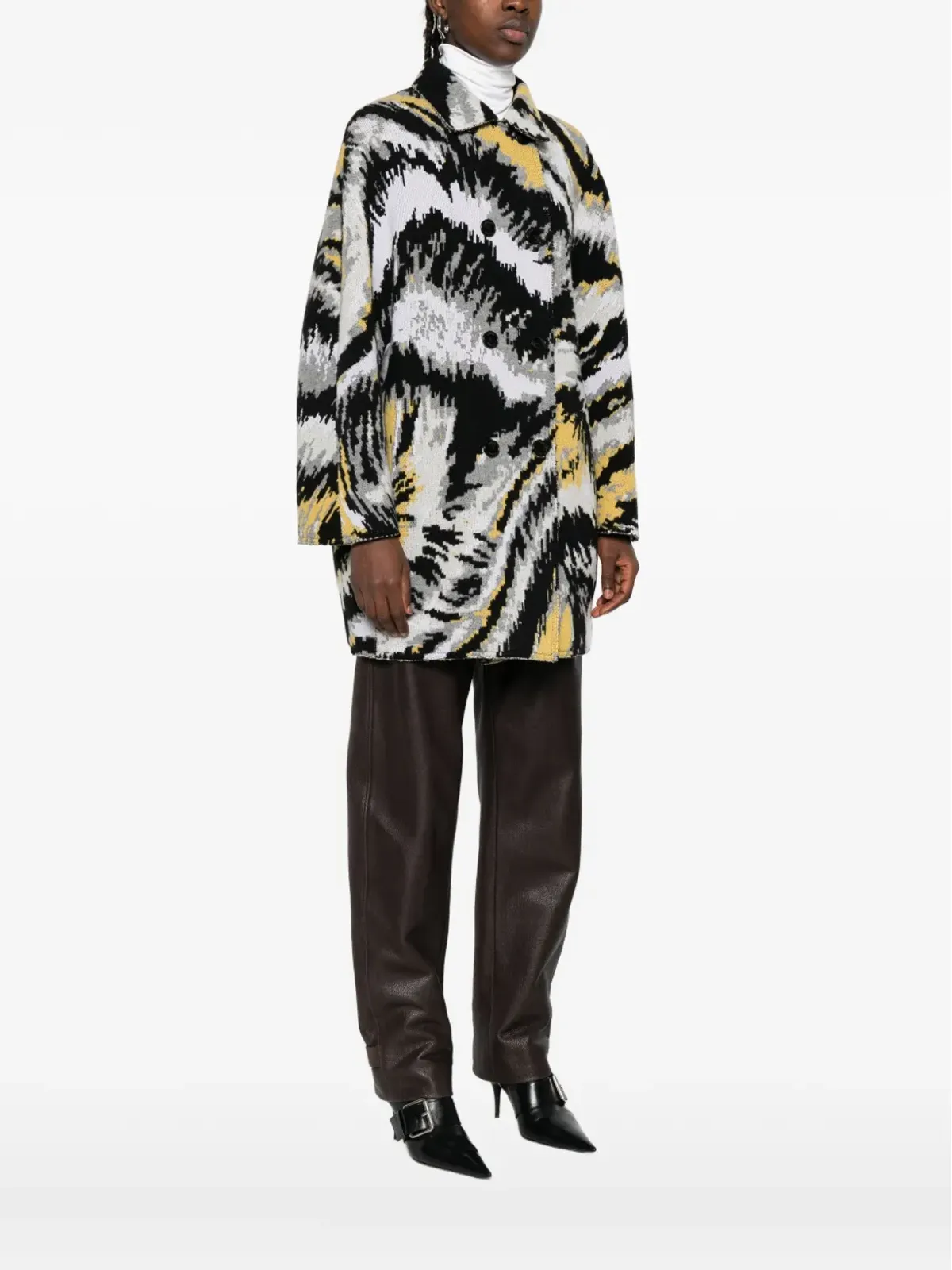 Missoni アブストラクト柄 ダブルブレストコート - ブラック - 画像3