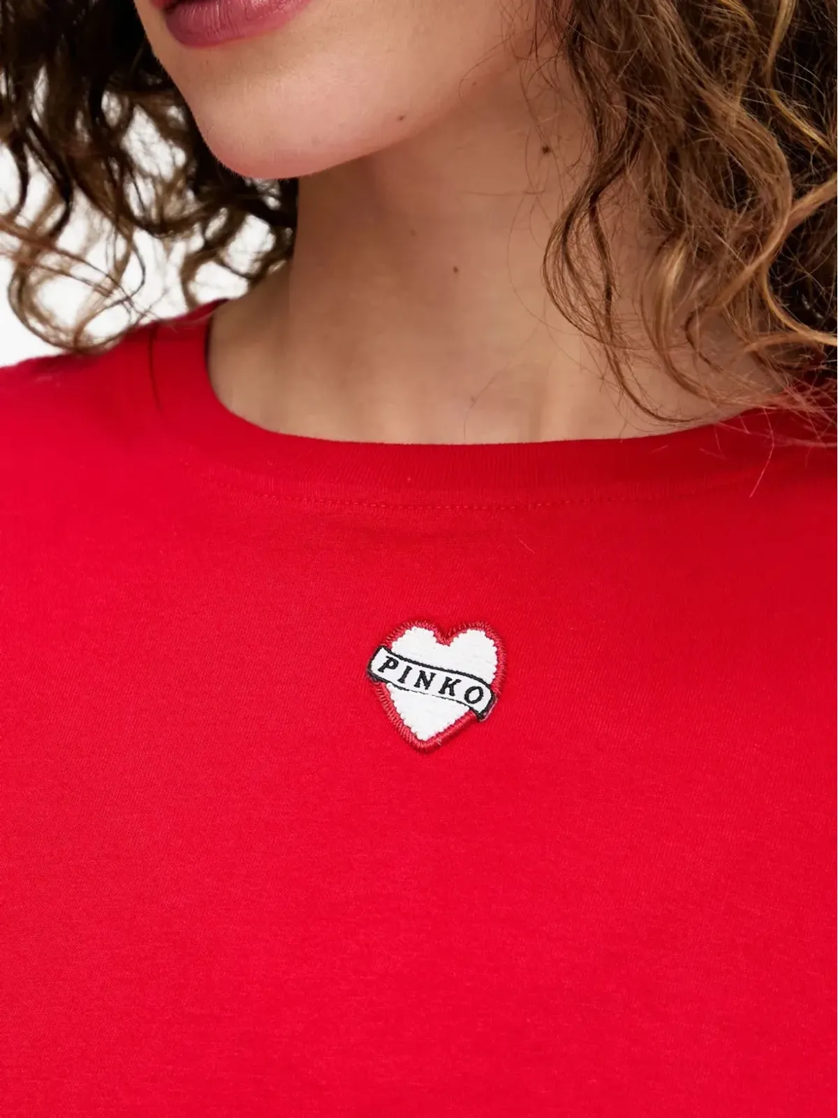 PINKO TORTINO ハート刺繍 Tシャツ - レッド - 画像5
