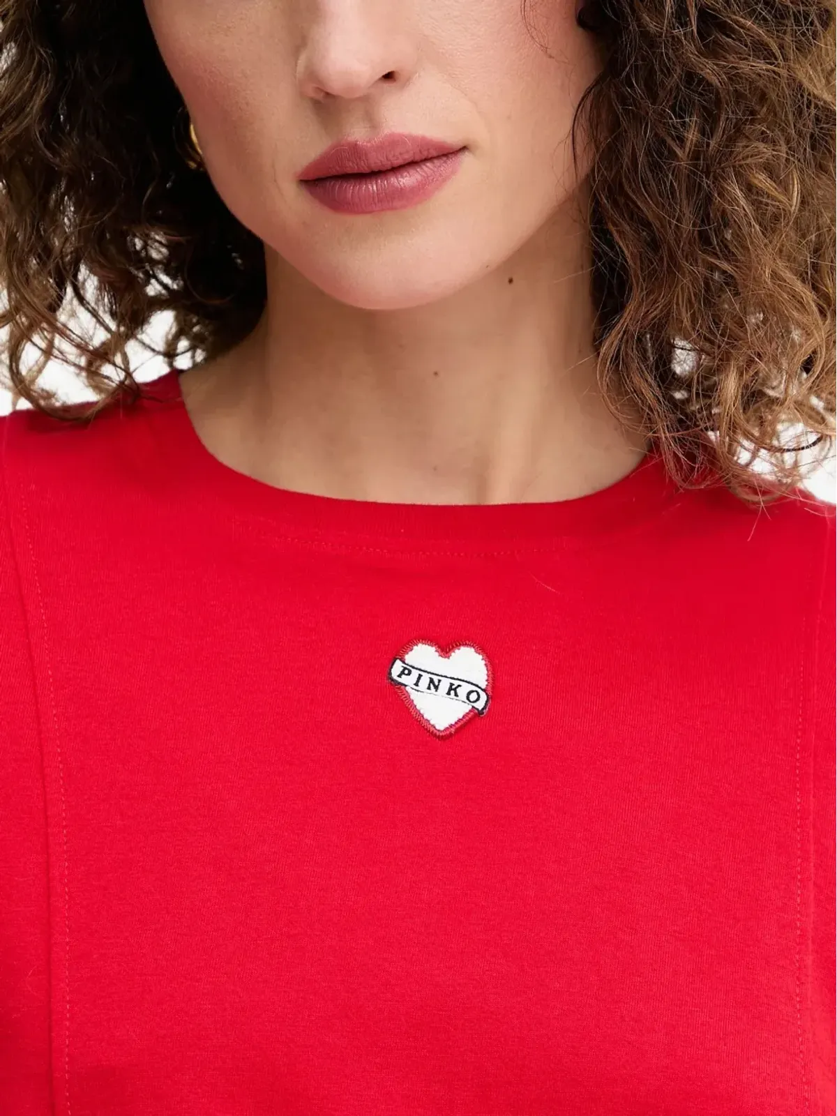 PINKO TORTINO ハート刺繍 Tシャツ - レッド - 画像4