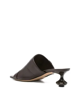 LOEWE トイレザー・バンド・スカルプドヒール・サンダル - ブラウン - サムネイル3