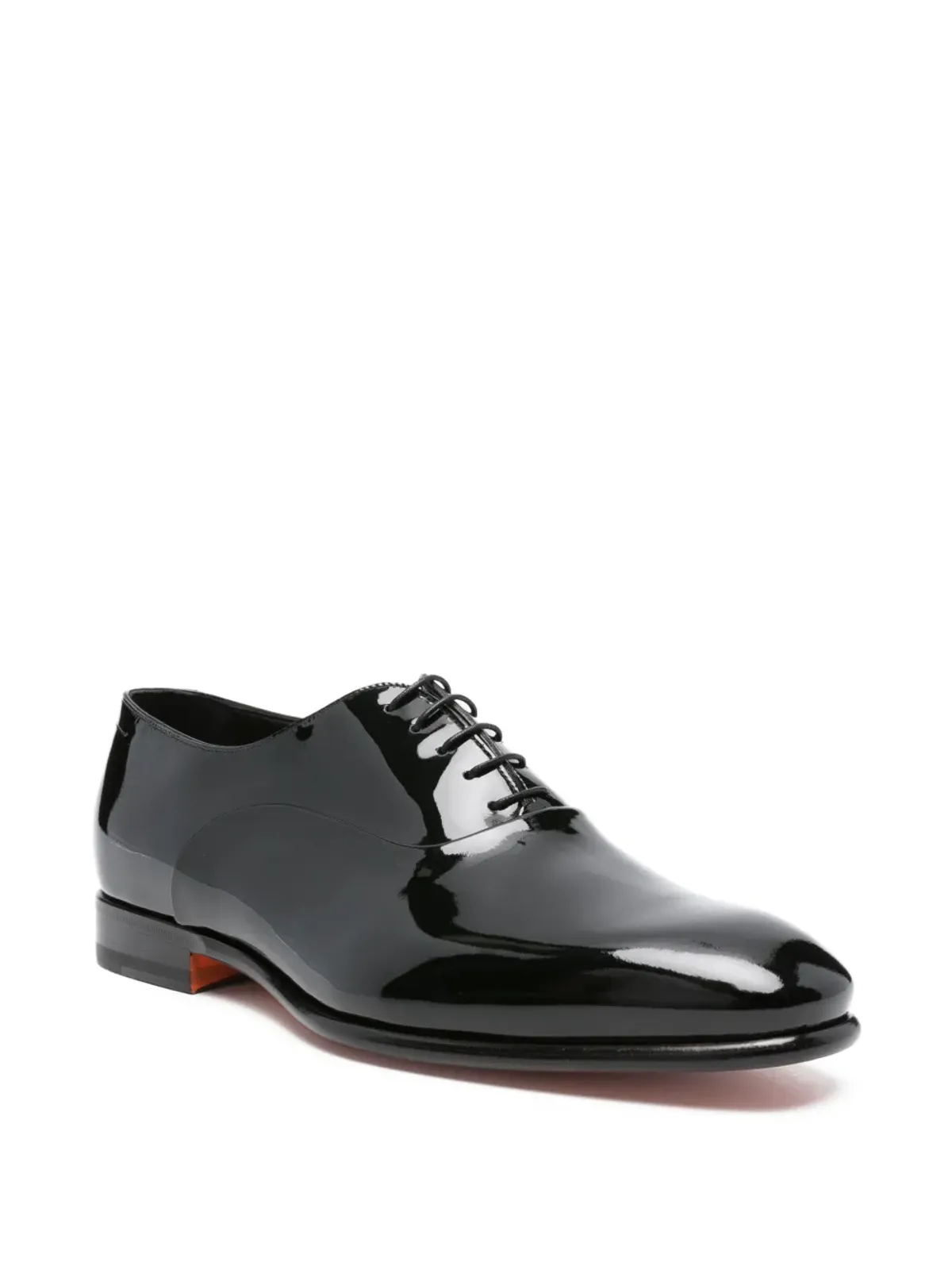 Santoni パテントレザー紐付きオックスフォードシューズ ブラック - 画像2